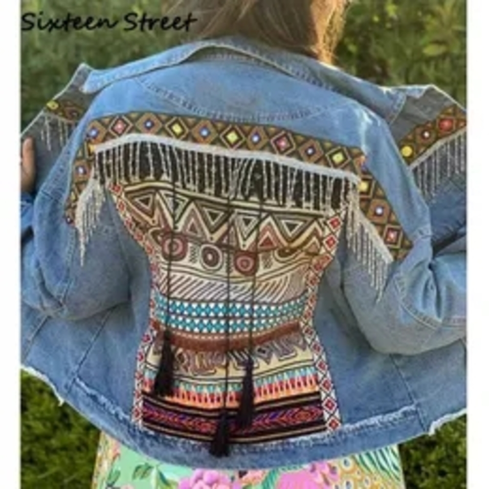 Tapestry BOHO Denim Jacket♡ New Condition